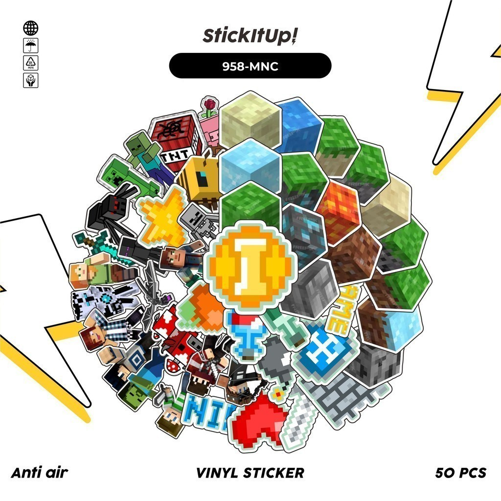 

COD✨ 100 Pcs Stiker Minecraft V2 Lucu Anti Air Untuk Dekorasi Notebook Sepeda Skateboard Handphone DIY
