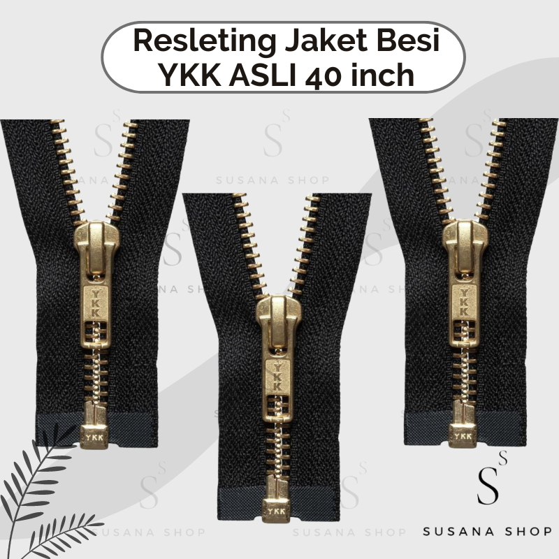 Resleting Jaket Besi YKK ASLI Bolak Balik 40 inch (100 cm) 1 meter / Resleting Jaket Kuningan YKK