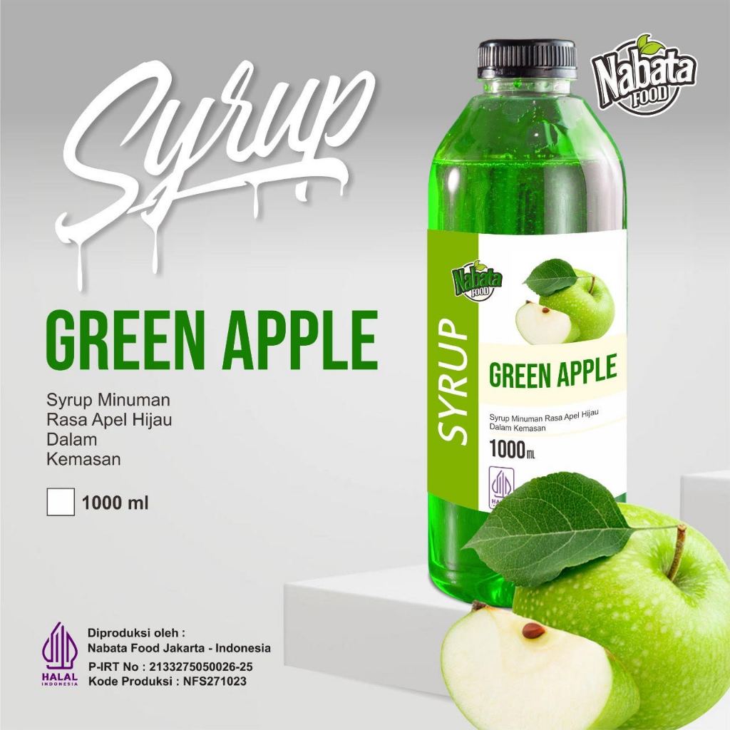 

Green Apple Syrup Nabata Drink 1000 ML - Sirup Rasa Apel Hijau 1 Liter