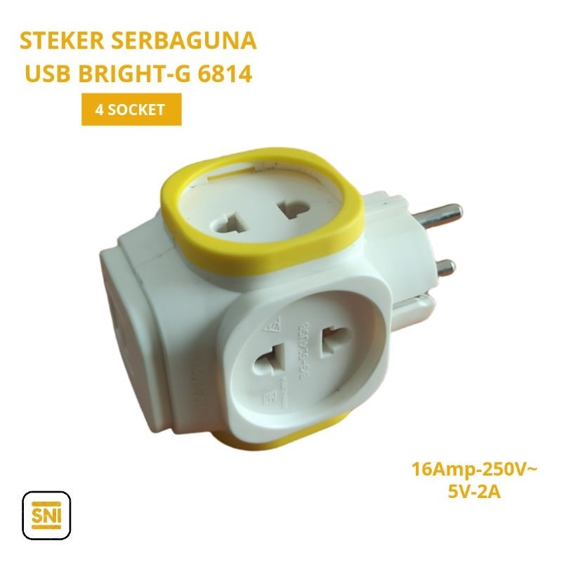 Steker T Arde Mini Serbaguna + USB BG-6814 Bright-G