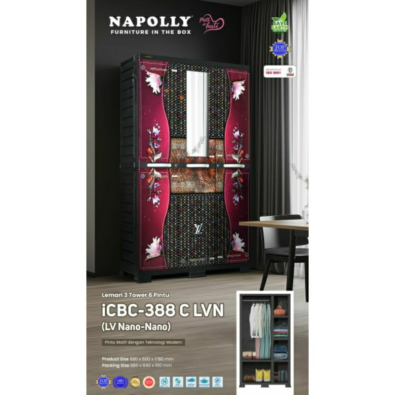 Lemari Pakaian Napolly Plastik 3 Pintu