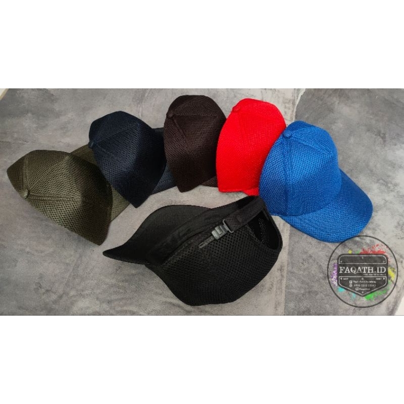 topi polos pria jaring full double mess polos  / topi doubel mesh polos coklat cokelat termurah / to