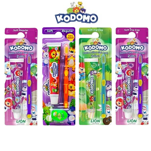 KODOMO Sikat & Pasta Gigi Set 2in1 Reguler Zig Zag Odol Anak Sikat Gigi Kodomo