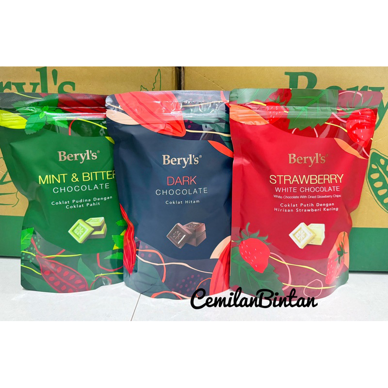 

CemilanBintan ( beryls dark choco & Strawberry 280Gram) Coklat Petak