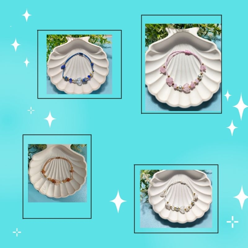 Gelang Batu Alam Asli/ Gelang Manik Manik Aesthetic/ Gelang Korea Beads/ Gelang Kristal Giok Wanita 