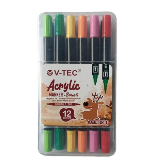 

V-TEC ACRYLIC MARKER+BRUSH PEN AM 989 (12,24,36 WARNA)