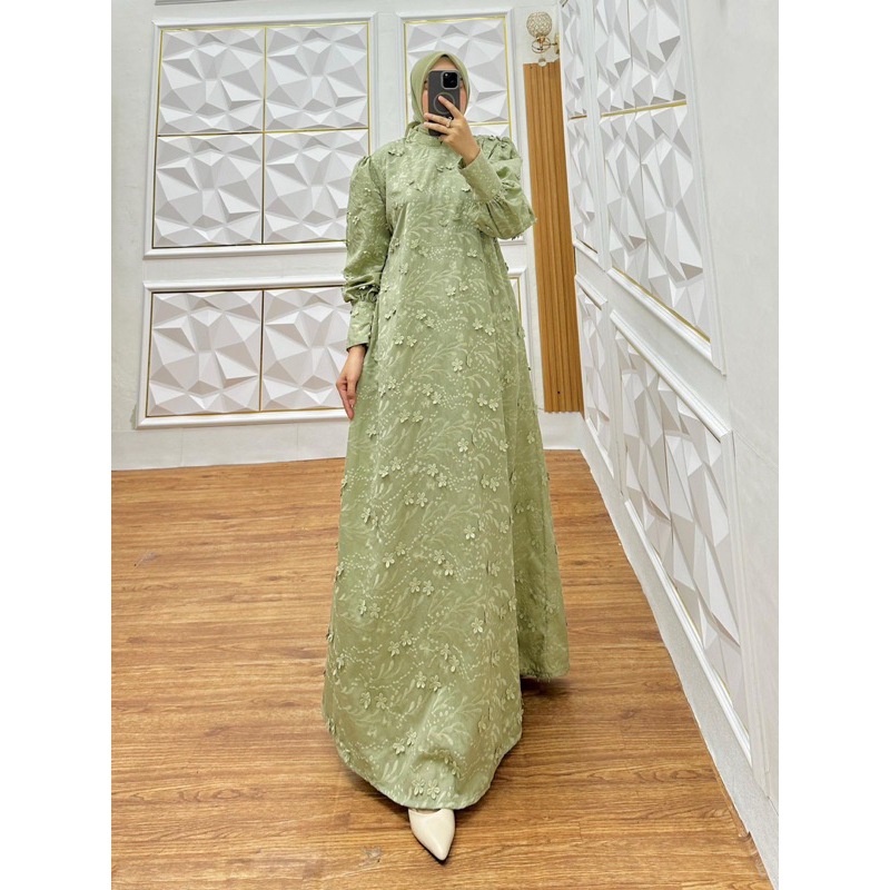 GAMIS HAZILLA KATUN BOLONG BORDIR PREMIUM GAMIS KATBOL BKK GAMIS MUSLIMAH DRESS KATUN BANGKOK