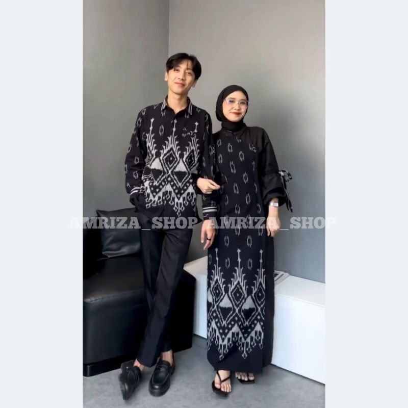 AMRIZA - BAJU TENUN COUPLE, DRES AZELLA HITAM, SET COUPLE BAJU KONDANGAN PREWEDDING