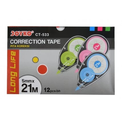 

D3W! JOYKO Correction Tape / Cortep CT-533 Tersedia 1 Pack (12 Pcs) / 6 Pcs / 3 Pcs