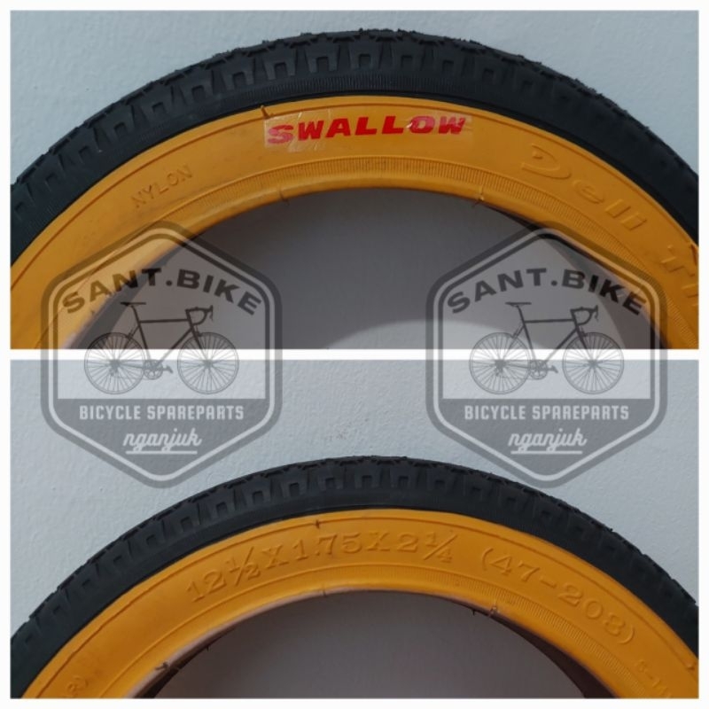 Ban Luar Sepeda Anak ukuran12 ½ × 1.75 SWALLOW Hitam Kuning