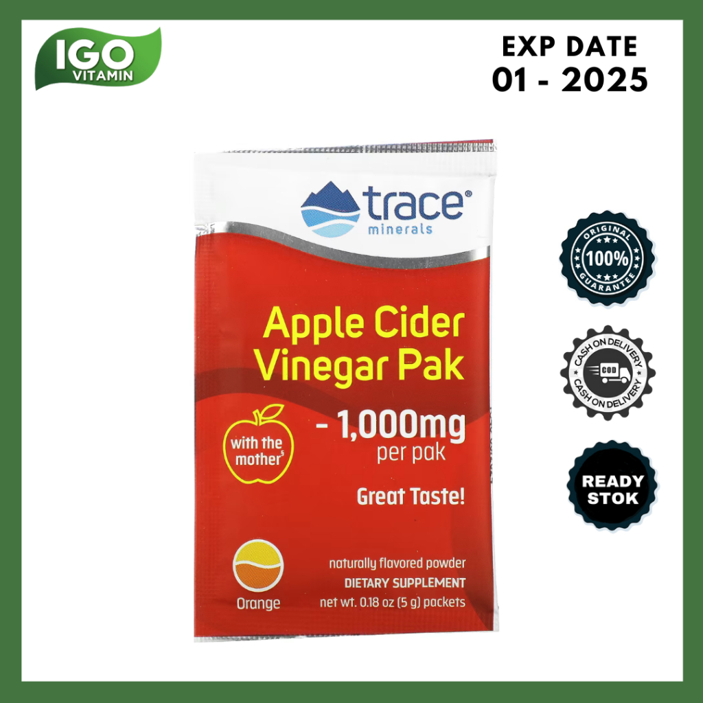 

Suplemen Minuman Trace Mineral Organic Apple CIder Vinegar 1000mg Powder 1 Sachet