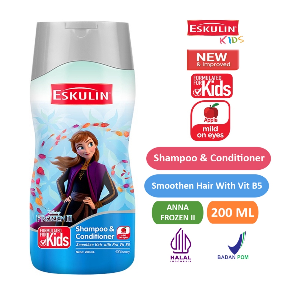 ESKULIN Kids Shampoo & Conditioner Anna Frozen 200 ml | Shampo Anak Eskulin Princess Lembut di Mata