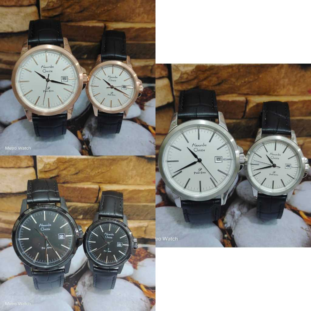 Jam Couple Alexandre Christie AC1008 AC 1008 Leather Strap Original Garansi Resmi Alexander Christie