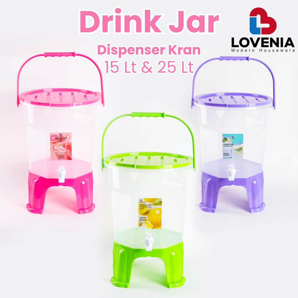 Lovenia (Min.3 SET) Grosir DRINK JAR Dispenser Kran 15 Lt Model Gelas Jumbo