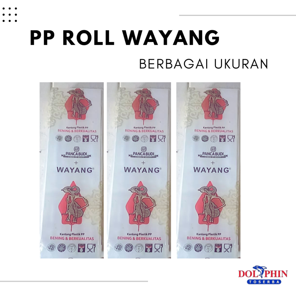 NEW PLASTIK PP ROLL WAYANG & TARI BALI uk 4cm Sampai uk 15 cm - Plastik bening panjang @500