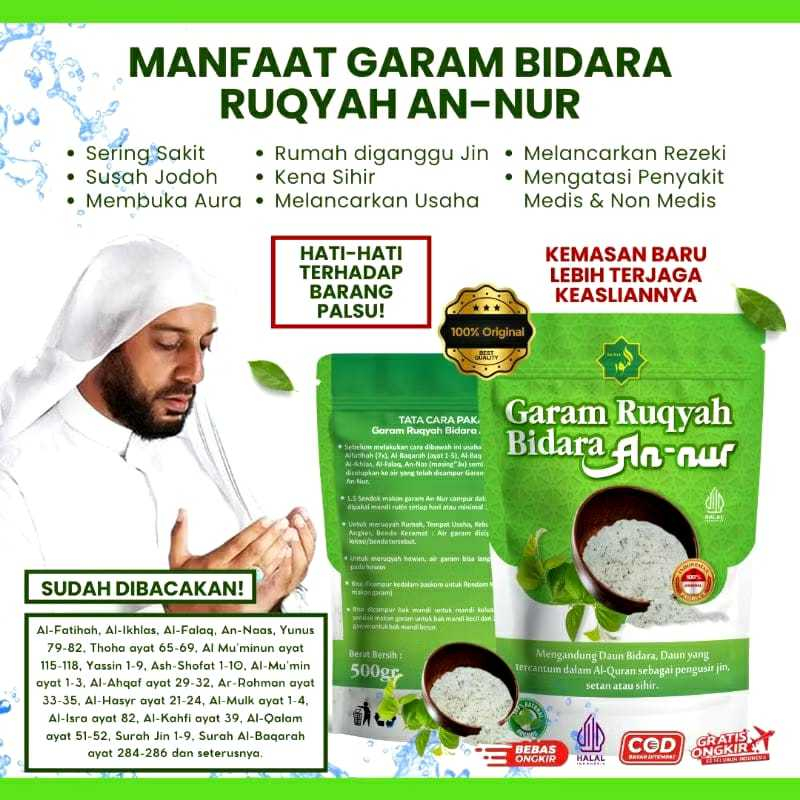 

1 KG (Kemasan Besar) Garam Bidara Metode Ruqyah Annur 500gr-Siap Pakai