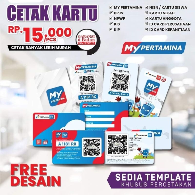 

Cetak ID CARD PVC my pertamina