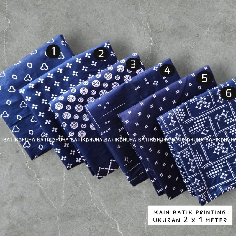 Kain batik print warna biru navy batik motif terbaru navi