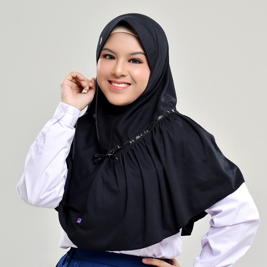 Rabbani - Amira | Kerudung Sekolah Pita Serut Depan | Putih dan Warna