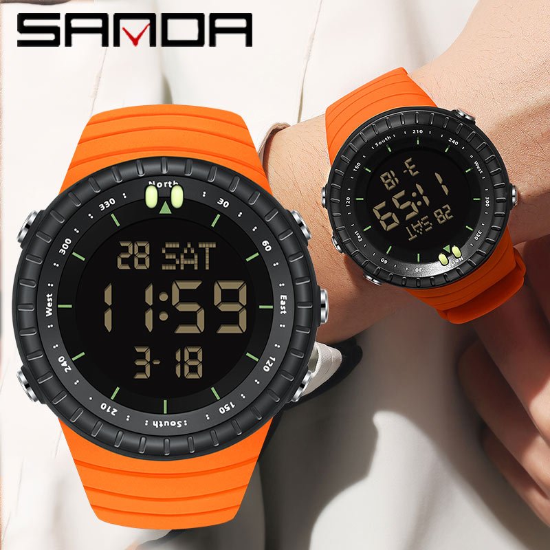 SANDA Jam Tangan Olahraga Merek Jam Tangan Digital Tahan Air Tahan Guncangan Pria Jam Tangan Pria Lu