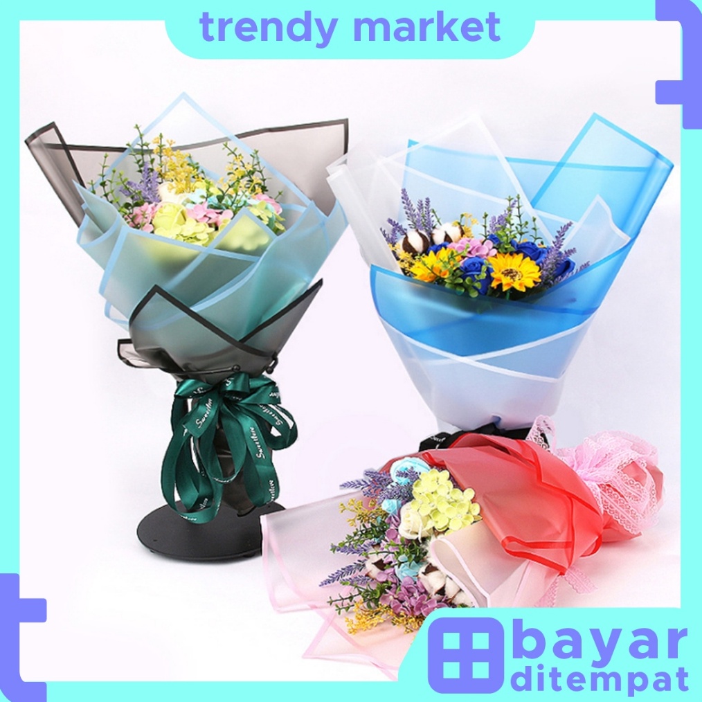 

2 LEMBAR Flower Wrapg Paper Transparan List Kes Buket Bunga Korea Cellophane KB5