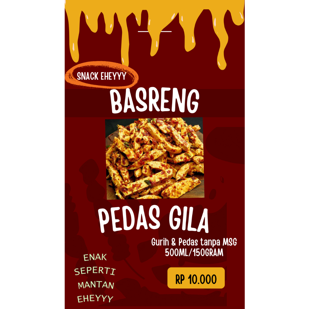 

TERLARISSS BASRENG STICK PEDAS DAUN JERUK 500ML/150GRAM THINWALL