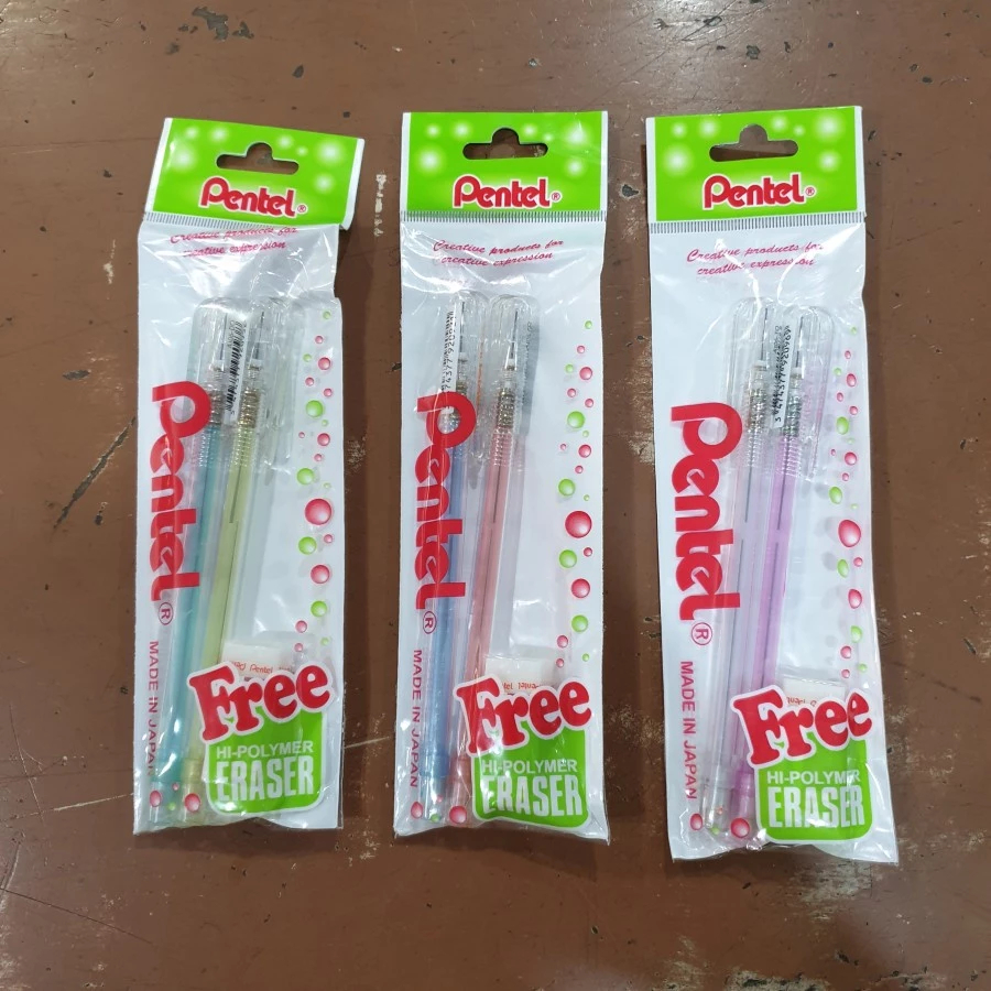 

Ay00! PENTEL Pensil Mekanik Pentel 1 Set 0.5 mm (2 Pensil 1 Penghapus Caplet Tutup)