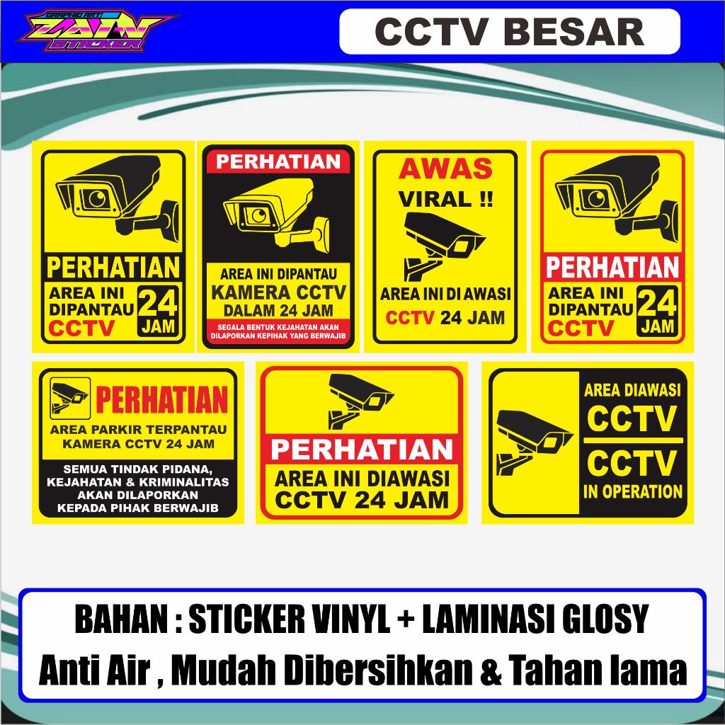 

Stiker pengawasan CCTV, Stiker CCTV, Stiker Peringatan CCTV , Stiker Pantauan CCTV, Stiker CCTV