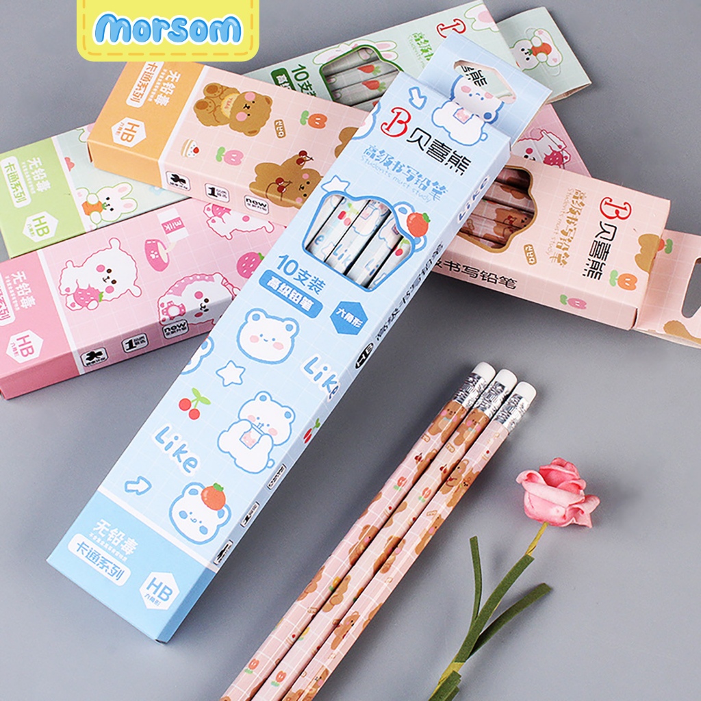 

MORSOM - Pensil Set HB isi 10 Pcs Alat Tulis Sekolah Karakter Kartun Lucu