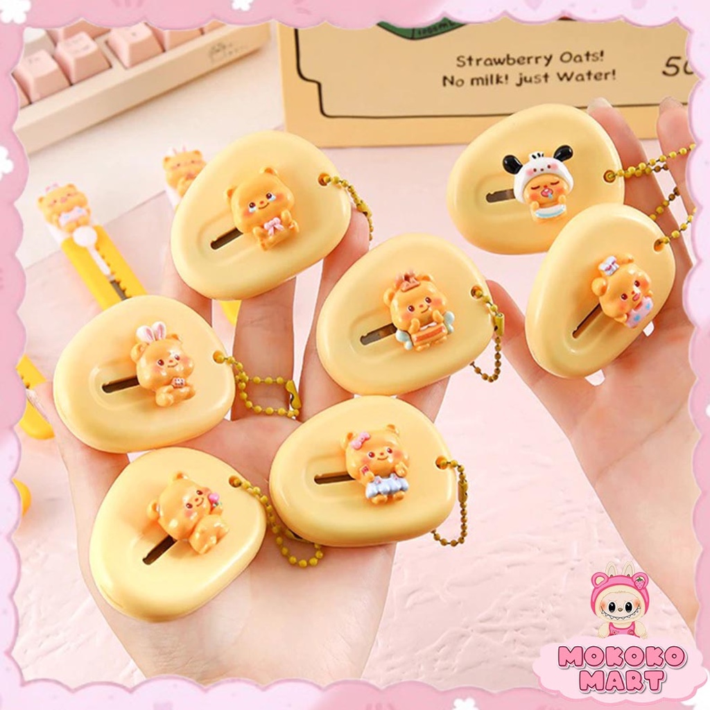 

MM Cutter Bulat Mini Lucu Edisi Butter Bear Pisau Kecil Buat Buka Paket Cutter Tajam Portable AT39
