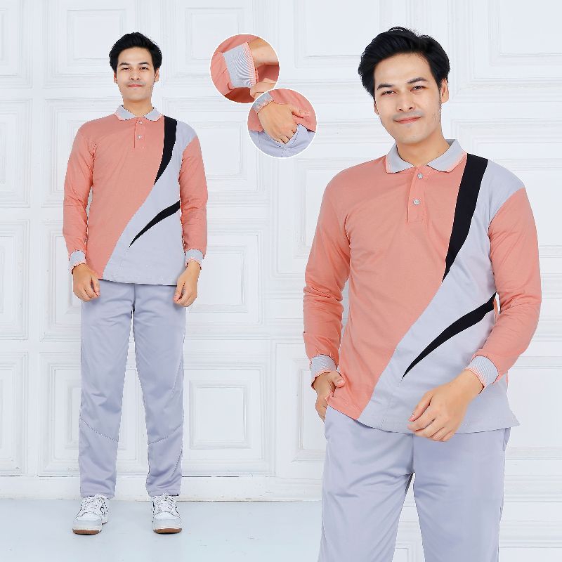 Baju Setelan Olahraga Senam Wanita Pria Lengan Panjang