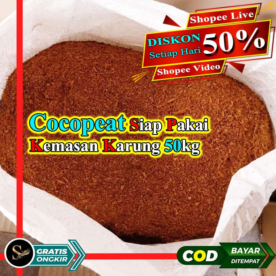 Media Tanam Cocopeat 1 Karung 50kg Siap Pakai Pengganti Tanah Pupuk Subur Cocopit Sabut Kelapa Karun