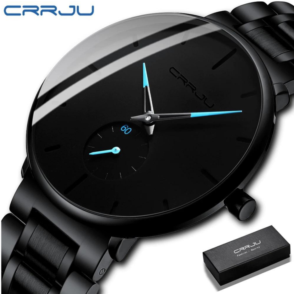 1-Jam Tangan Pria CRRJU olahraga Model 2150 Fashion Penjualan Panas Jam tangan cowok Kuarsa Tahan Ai