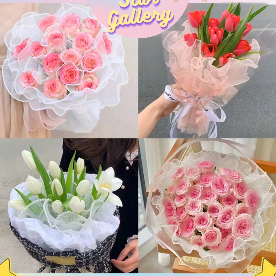 

Big Star Flower Wrapping Buket Benang Gelombang Pinggiran Emas Benang Pembungkus KB6265 KB6266 KB6267