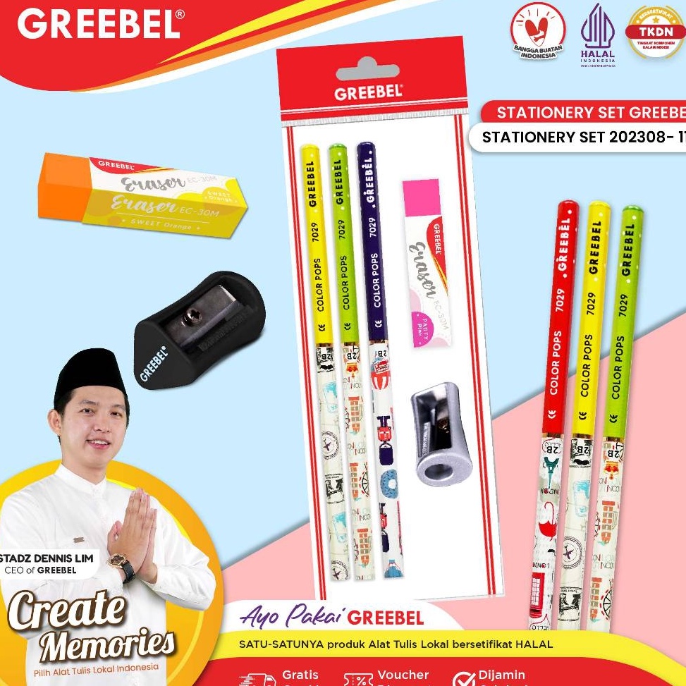 

Ready Hemat GREEBEL Pensil Set Alat Tulis Anak Sekolah STATIONERY SET 2238111 Stationery Set Paket Alat Tulis