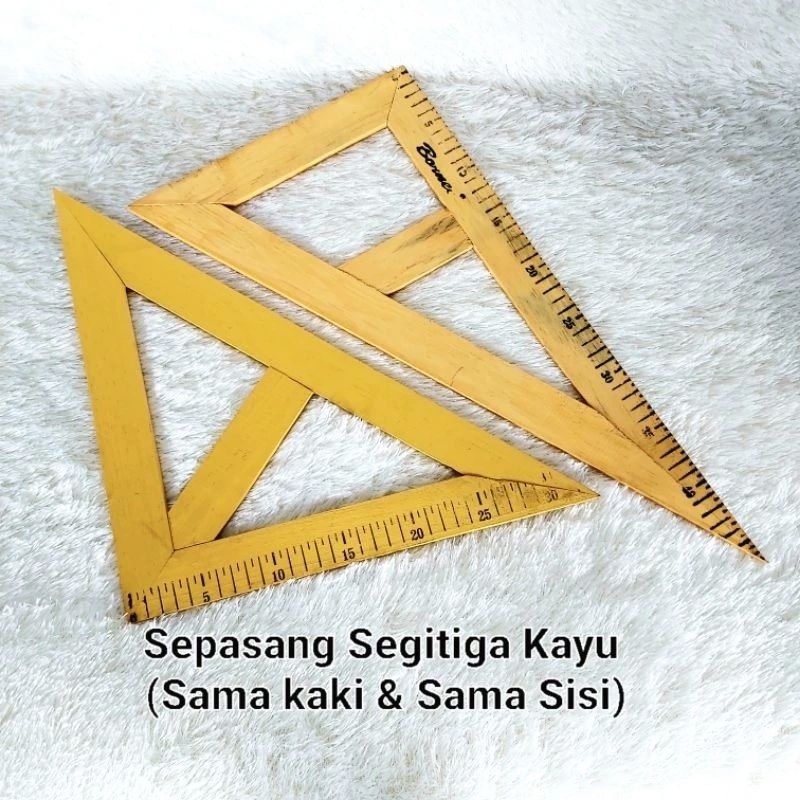 

Penggaris Segitiga kayu papan tulis (sama kaki+sama sisi) 1 set isi 2pcs