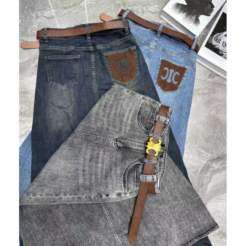 Kimbab 158 Rok jeans wanita panjang import Bangkok model umbrela style korean  hijab Skirt Jeans Imp