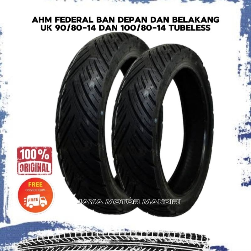 AHM FEDERAL Ban Depan dan Belakang uk 90/80-14 dan 100/80-14 tubeless Vario 150 AHM Federal Original