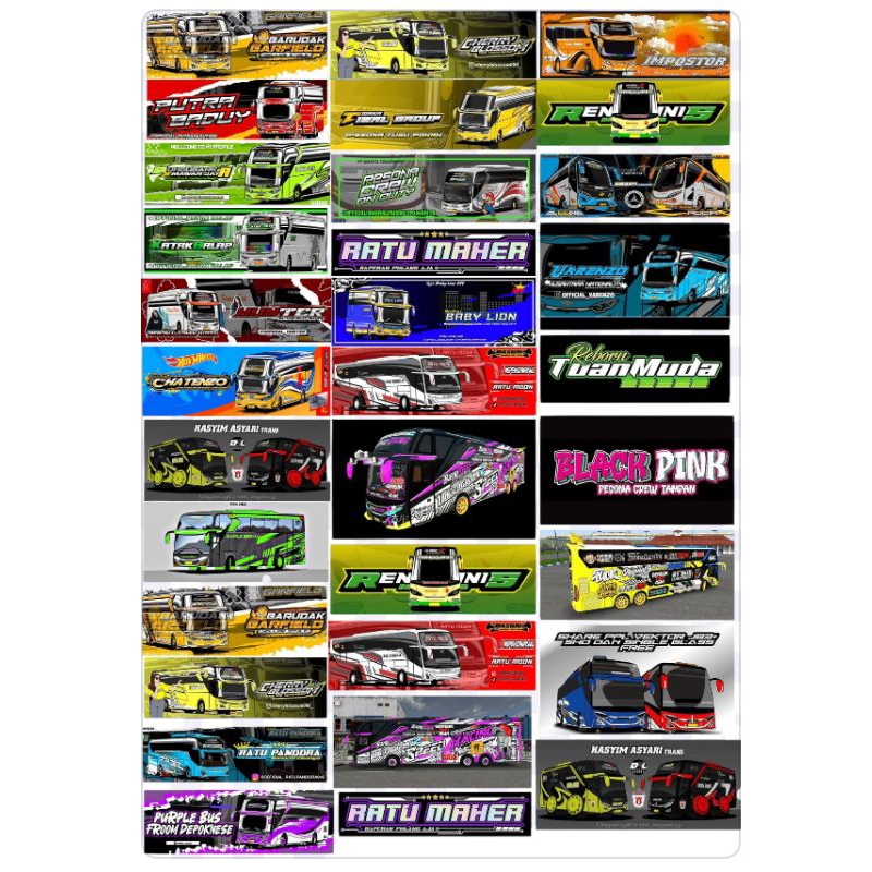 

stiker bus Basuri viral TELOLET isi 1lembar bus Basuri