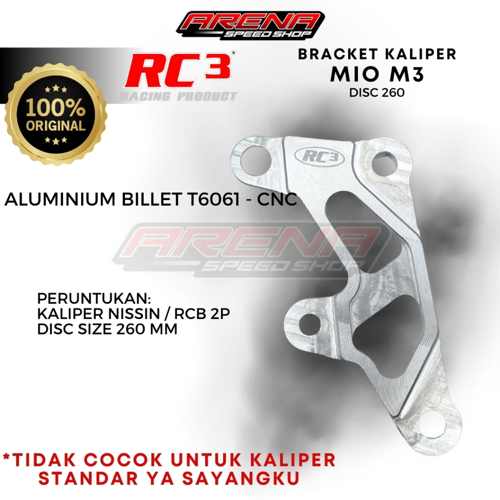 RC3 Racing Product Bracket Kaliper 2 Piston Mio M3 Disc 260 mm Braket Piringan 260 Mio M3 125
