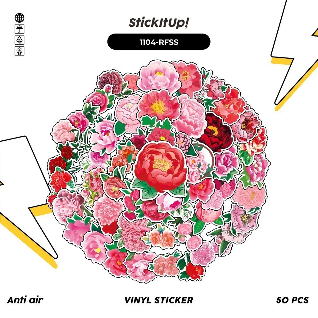 

COD✨ 100 Pcs Stiker Red Flower/Bunga Merah Lucu Anti Air Untuk Dekorasi Notebook Sepeda Skateboard Handphone DIY
