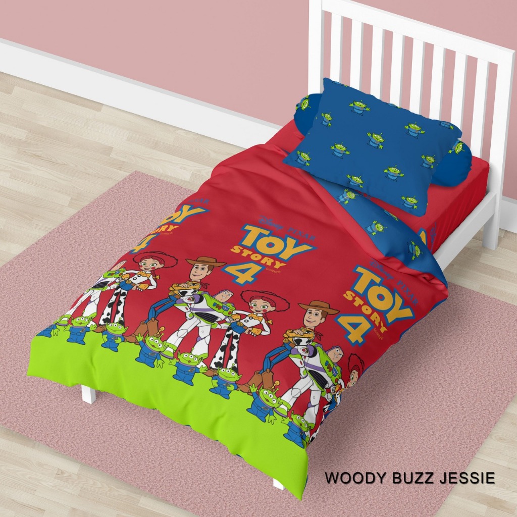 California - Bed Cover SET SPREI 2IN1 SORONG (120x200) SUPER Terlaris Motif WOODY BUZZ JESSIE