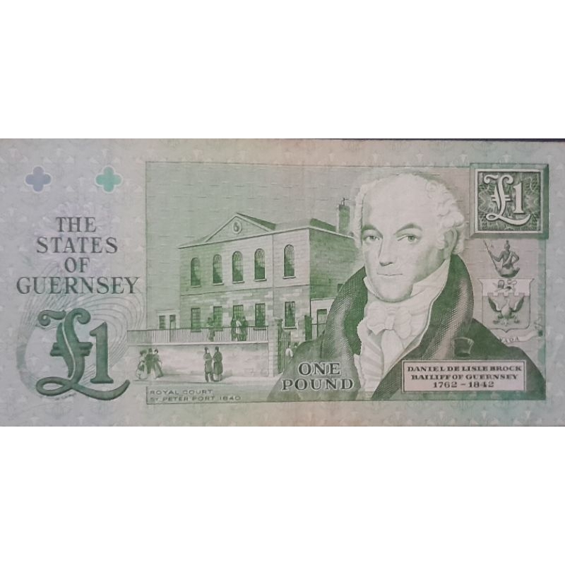 Uang Asing Guernsey 1 Poundsterling AUNC -XF MULUS GRES Renyah Original 100% UTUH langka Cantik