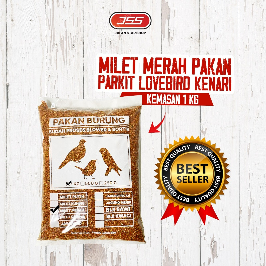 Milet Merah Bersih 1 kg Pakan Burung Lovebird Kenari Nuri Parkit KEMASAN PREMIUM