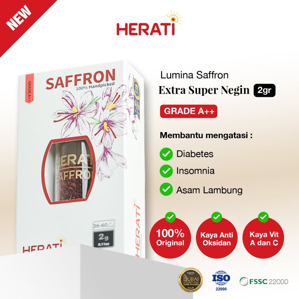 Herati Saffron Afghanistan I Lumina Saffron Extra Super Negin 2 gr Bunga Safron Grade A++ Premium Or