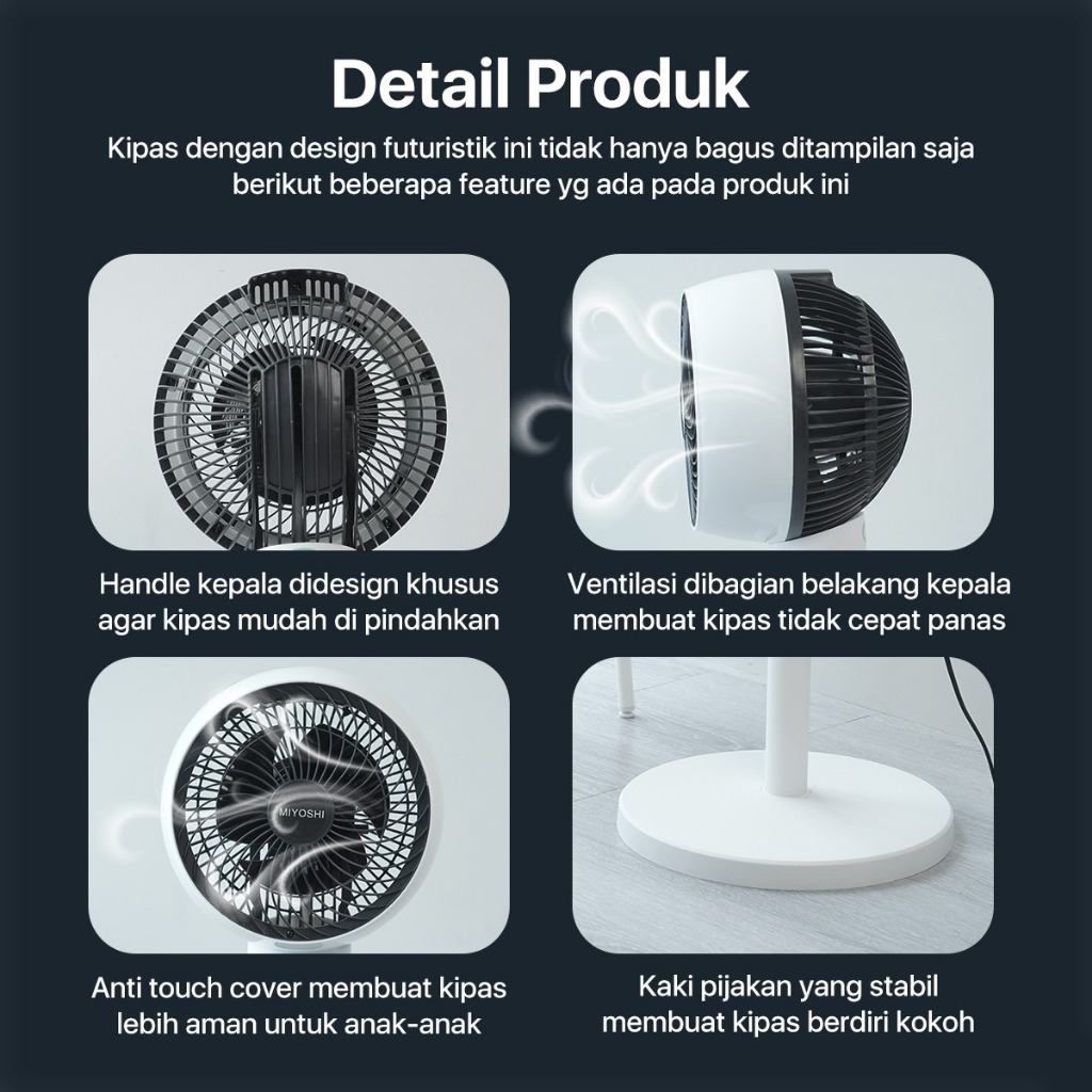 Miyoshi Kipas Angin Berdiri 9 Inci Original / Air Cooler Rotator Murah Bergaransi Resmi