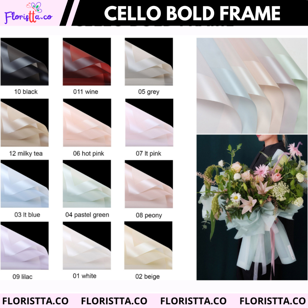 

(lembaran) Kertas Buket polos Cellophane Bold Frame /kertas buket Macaron Flower Wrapping
