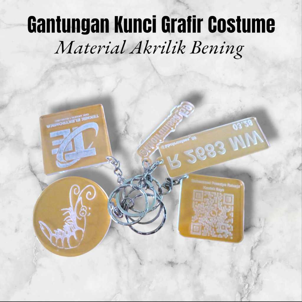 Gantungan Kunci Grafir  Akrilik / Gantungan Custom Nama / Gantungan Kunci Plat Kendaraan