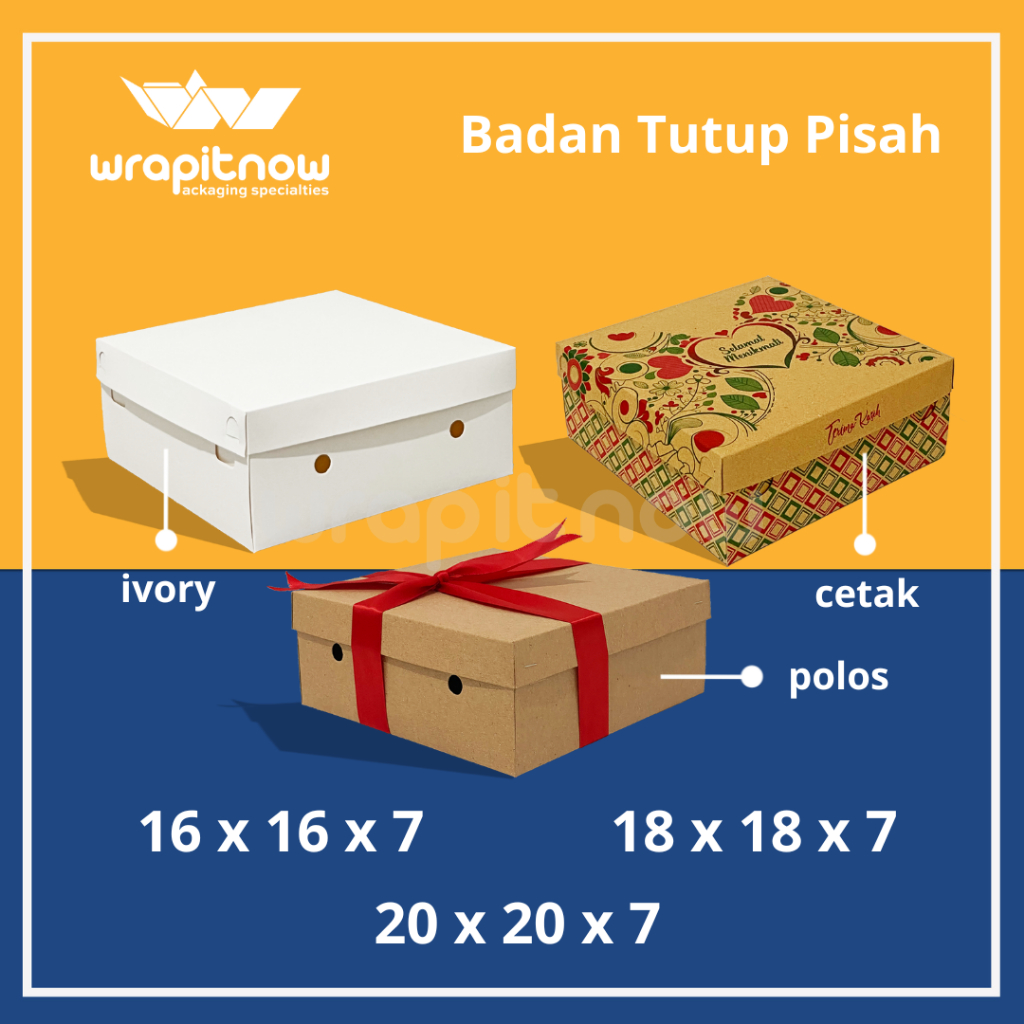 

Dus Kraft 16x16x7 Dus 18x18x7 Dus 20x20x7 Badan Tutup Pisah/ Dus Nasi Kotak Box NasiTasyakuran