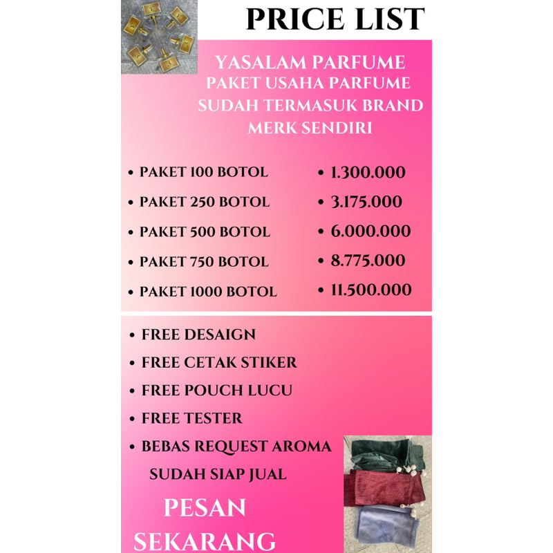 PAKET USAHA PARFUM 100 BOTOL 35 ML (BEBAS REQUEST AROMA & STIKER BRAND)